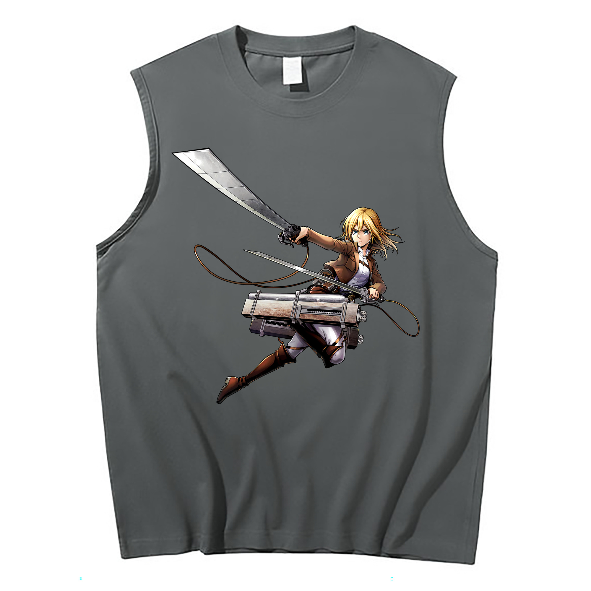 （画像用） 進撃の巨人 クリスタ·レンズ Attack on Titan Christa Lenz コットン100％タンクトップ（フロントプリント）